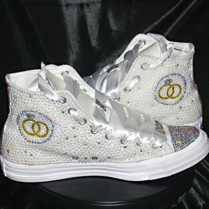 High Top Wedding Rhinestone Sneakers